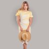 vestido amarillo con apertura para dama